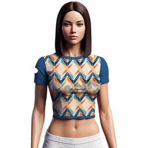 Camisetas Cortas de Manga Corta para Mujer, Nuevo Estilo, en Stock, Camisetas Cortas de Poliéster para Mujer - Product Image 1