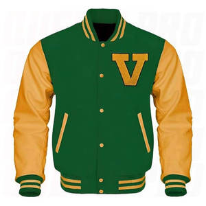 เสื้อแจ็คเก็ตวาร์ซิตี้สีเหลืองปักลายตามสั่ง ระบายอากาศได้ดี แขนเสื้อปักลาย  เสื้อแจ็คเก็ตเบสบอลแบบ Letterman  เสื้อแจ็คเก็ตวิทยาลัย น้ำหนักเบา สไตล์สตรีทแวร์ เสื้อคลุม - Product Image 1