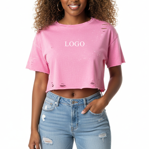 Camiseta de Verano Personalizada para Mujer, Ecológica, con Apliques, Estilo Vintage, Corte Regular, Ajustada, Transpirable, con Logotipo Serigrafiado - Product Image 1