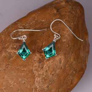 Pendientes de Plata de Ley 925 con Forma de Cometa Esmeralda, Corte Cometa Vintage, Pendientes de Piedras Preciosas para Novia, Piedra de Nacimiento de Mayo - Product Image 2