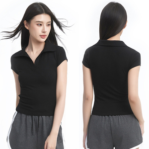 <b>Ladies</b> Side Slit Polo <b>Shirt</b> Relaxed Comfortable Casual Collar Top Breathable Lightweight Clothing for Summer Daily Wear - Product Image 4