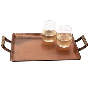 Bandeja de cobre antiguo con asa para servir agua, jugo y vasos en tu hogar, en oferta. - Product Image 1