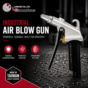 LEMATEC LE-AB3-1 Pistola de Aire Profesional de Metal, 7.6 CFM, Limpieza de Alta Resistencia para Uso Industrial, OEM, Hecho en Taiwán - Product Image 1