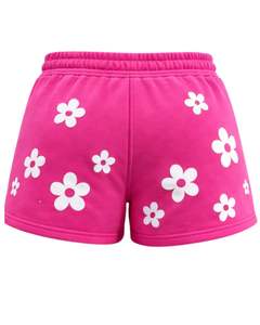 Shorts de Mujer con Estampado de Margaritas Rosa Intenso, Personalizados, de Algodón y Felpa, Casuales, de Verano, con Cintura Ajustable, Fabricante Personalizado, Ropa al Por Mayor - Product Image 6