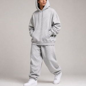 High Quality Casual Men's Winter Fleece Breathable Tracksuit Set-100% Cotton <b>Oversized</b> <b>Sweatpants</b> and Hoodie - Product Image 4