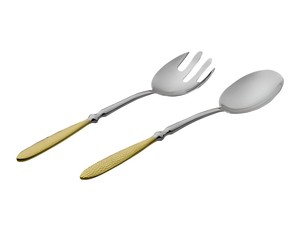 Premium Silver <b>Gold</b> Set Of 2 Golden <b>Serving</b> <b>Spoon</b> And Fork 18/10 - Product Image 5