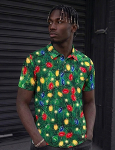 Micah Corporation Sublimated Festive Golf Polo Christmas <b>Tree</b> and <b>Lights</b> Pattern Shirt Breathable Quick Dry - Product Image 2