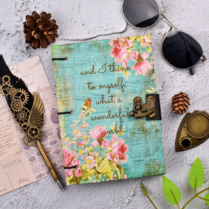 Vintage Handmade Floral Journal <b>Diary</b> with Metal <b>Lock</b> Artistic Cover Scrapbook Notebook Gift for Writing Travel Notebook Planner - Product Image 1