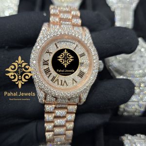 Reloj de Diamantes de Oro Rosa para Mujer, de Lujo, Marca Pahal Jewels, 40 mm, Redondo, Analógico, de Cuarzo, para Correa de 18 mm - Product Image 1