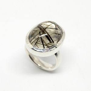Black Tourmaline <b>Ring</b> Oval Cabochon <b>Silver</b> <b>Solitaire</b> Gemstone <b>Ring</b> Handmade Jewelry Gift For Women - Product Image 2