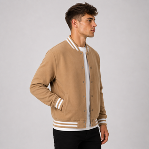 Premium Canvas Varsity Jacket Plain Dyed Breathable Lightweight Winter Outerwear Soft Inner Comfort Stylish <b>Athletic</b> Daily - Product Image 1