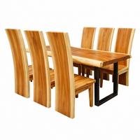 Ensemble de table à manger contemporaine en bois massif de luxe Niwara avec 4 chaises en teck - Meubles durables pour restaurant, hôtel et cuisine