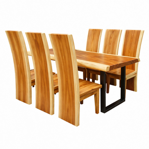 Luxury Solid Suar Wood Contemporary Niwara <b>Dining</b> <b>Table</b> Set Furniture with 4 Herosima Teak Chairs for Wholesale Restaurant Use - Product Image 3