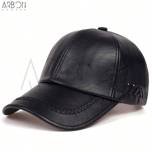 Casquettes en cuir PU de haute qualité, décontractées, classiques, noires, pour le sport, avec surpiqûres décoratives, pour hommes et femmes, style streetwear élégant. - Product Image 6