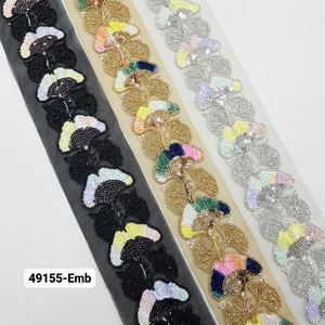 Dentelle brodée écologique de qualité supérieure avec motif floral en trois combinaisons de couleurs pour vêtements de mode - Vente en gros et fournitures pour expositions - Product Image 1
