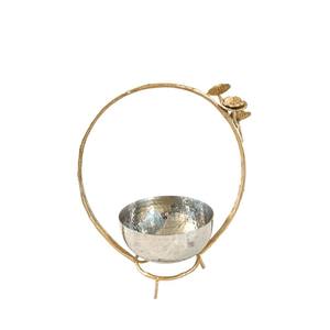 Bol de service en acier inoxydable écologique avec poignée dorée, design classique, pour mariage, fête, service alimentaire, accessoire décoratif durable - Product Image 3