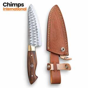 Cuchillo de Chef Profesional Hecho a Mano de Acero Inoxidable con Mango de Madera y Funda de Cuero |   Cuchillo Santoku |   Cuchillos de Chef |   Cuchillo para Deshuesar - Product Image 1