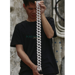 Collar de Cadena de Plata S925 con Baño de Rodio y Moissanita, Engaste de Canal, Estilo Hiphop, Uso Diario - Product Image 4