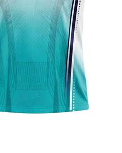 เสื้อโปโลผู้ชายสีขาวและสีฟ้าอมเขียวแขนสั้นพิมพ์ลายกราฟิกไล่เฉดสีชุดกีฬาโพลีเอสเตอร์ระบายอากาศได้เสื้อฝึกซ้อมกอล์ฟแบบลำลอง - Product Image 6