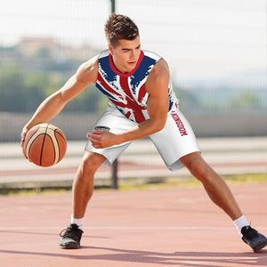 Uniforme de Baloncesto con la Bandera del Reino Unido para Hombres Adultos, Conjunto Deportivo de Entrenamiento - Product Image 5