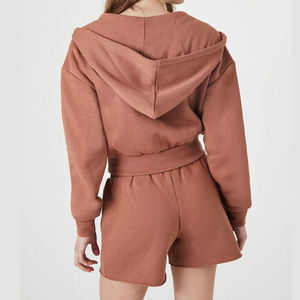 Conjunto deportivo informal de dos piezas para mujer, con sudadera con capucha y cremallera, cintura ajustada y pantalones jogger de pierna ancha, personalizado y elegante. - Product Image 4