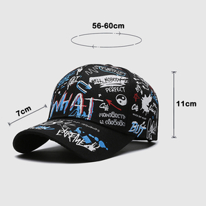 Gorra de Béisbol con Estampado de Letras de Grafiti Negro, Ajustable, de Algodón, Estilo Urbano, Unisex, para Verano - Product Image 3