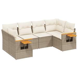 Conjunto de Sofás Modulares Grandes de Ratán PE Color Crema Blanco para Jardín, Muebles de Patio Beige - Product Image 2