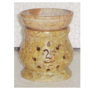 Natural Soapstone New <b>Oil</b> <b>Burner</b> Round Shape With Beautiful Flower Design Natural handmade For Home And Business Gift Decoration - Product Image 3