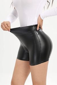 Shorts de motard en similicuir pour femmes, design personnalisé, en cuir PU extensible, shorts de mode, vente en gros, OEM ODM, directement de l'usine - Product Image 5