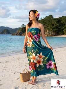 Paréo de plage en satin tissé premium à pois et imprimé floral, léger, 100 % rayonne, antistatique, pour garçons et filles - Product Image 4