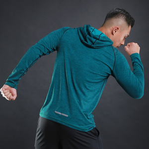 Custom Solid Long Quick Dry Breathable Windproof Reflective Mens Pullover <b>Hoodie</b> for Winter Sports Yoga <b>Workout</b> Gym - Product Image 6