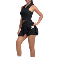 Ensemble short et débardeur dos nageur pour femme, couleur unie, en tissu jersey, séchage rapide, respirant, longueur genou, style streetwear, avec patchs