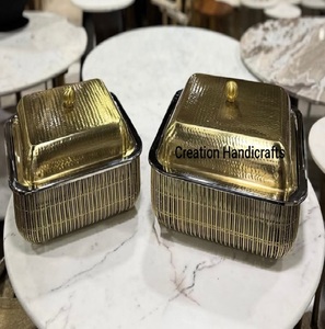 Luxury Gold Hammered Metal Casserole Dish with Lid Stainless Steel <b>Buffet</b> Serving Hotel Restaurant Food <b>Warmer</b> Serving Dish - Product Image 2