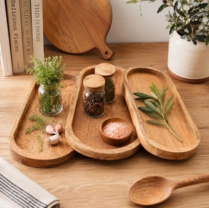 ชุดถาดไม้รูปวงรี Moradabad Art Metal Ware MAMW-140 ดีไซน์มินิมอล ถาดเสิร์ฟตกแต่ง บรรจุภัณฑ์แบบชิ้นเดียว - Product Image 1