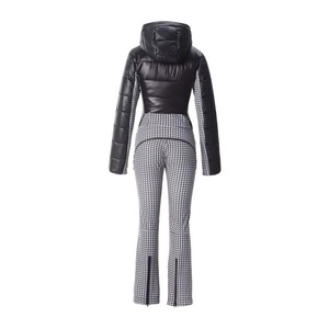Women's Hooded Ski <b>Jumpsuit</b> With Houndstooth Pattern And Quilted Design Waterproof Zipper Closure Ski Wear Women Skiting Suits - Product Image 3