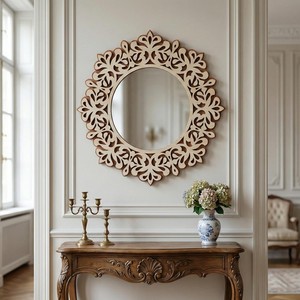 Premium Teak Wood wooden <b>wall</b> <b>mirrors</b> and <b>mirror</b> frames OEM Custom Wholesale | Aqdus Saleem India - Product Image 4