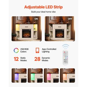 Farmhouse 50 pouces LED cheminée meuble TV cheminées électriques 18 pouces Centre de divertissement tiroirs de rangement armoires 50 pouces - Product Image 6