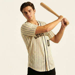 批发复古细条纹棒球球衣定制缝制徽标青少年和成人学院队队服工厂OEM - Product Image 5