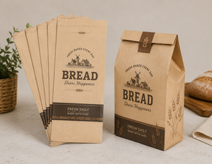 Biodegradable Kraft Bread <b>Bag</b> Luxury Sharp Bottom Eco-Friendly Custom Logo Window Patch Handle Food Grade Offset Printed - Product Image 3