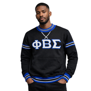 Sweat-shirt à col rond en chenille noire Phi Beta Sigma, vêtements de fraternité grecque avec un design chenille classique, confort et style - Product Image 1