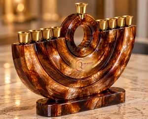 Luxury Modern Handmade Eco-Friendly Fruity Scent Menorah <b>Hanukkah</b> Candle Holder 9 Branch Jewish Judaica Home <b>Decor</b> Premium Resin - Product Image 3