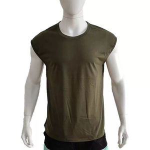 Camiseta sin mangas informal personalizada para hombre, de color sólido, 100% algodón, chaleco de gimnasio, culturismo, fitness, entrenamiento, singlet. - Product Image 4