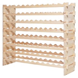 Casier à vin autoportant empilable à 8 niveaux en bois de teck pour 96 bouteilles – Rangement solide pour vin Pinot Noir - Product Image 1