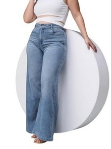 Womens Faded-Blue Regular <b>Boot</b> Cut Jeans Eco-Friendly Denim Casual Weekend Fashion Neutral Beige Modern Outfits - Product Image 5