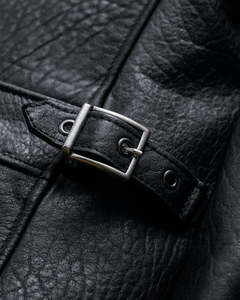 Veste de moto en cuir véritable noir pour homme de qualité supérieure avec fermeture éclair, col rabattable, coupe classique, style automne - Product Image 3