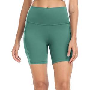 Shorts Deportivos Ajustados para Mujer, Color Sólido, para Gimnasio, Deportes, Running, Transpirables, Cintura Elástica, Cintura Alta - Product Image 5