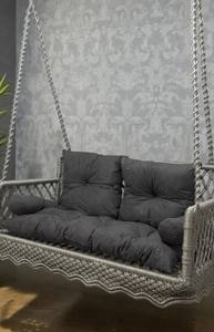 Double Macrame Hanging <b>Swing</b> <b>Chair</b> – Handmade Boho Macrame Sofa <b>Swing</b> with Cushions, Indoor - Product Image 4