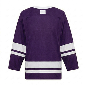 Jersey de hockey sobre hielo morado oscuro personalizado al por mayor, tela de malla transpirable, cuello en V, uniforme de práctica de malla duradera para equipo - Product Image 2