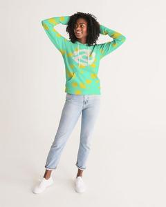 Sweat-shirt à capuche vert menthe à pois pour femme avec logo blanc imprimé sur le devant, coupe classique, vêtement décontracté d'automne - Product Image 4