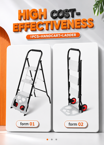 2 in 1 Folding <b>Step</b> Ladder Hand Truck Aluminium <b>Platform</b> Trolley Rolling Dolly for Home Shopping and Moving - Product Image 4